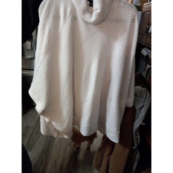 Simply VERA Cream Cowl Neck Sweater Cape Size Clunky Boxy Hang 80 Vibes XL  XXL - Picture 4 of 8